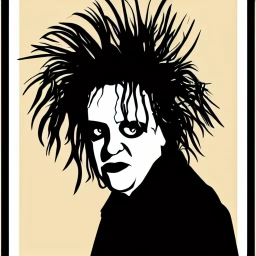 Image similar to robert smith of the cure, vector art, art deco