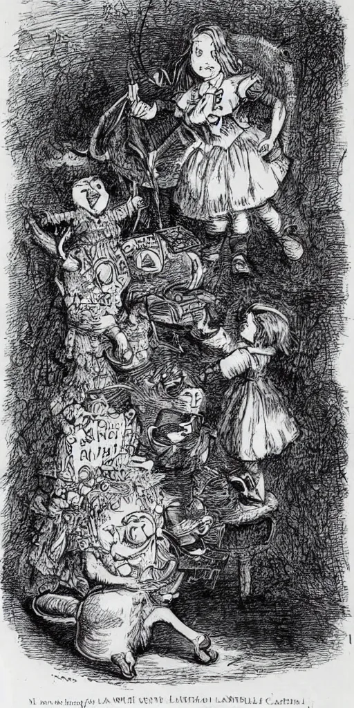 Image similar to Tenniel illustration of Alice in Wonderland Lewis Carrol