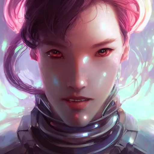 Prompt: A portrait of an alluring alien, by Stanley Artgerm Lau, WLOP, Rossdraws, James Jean, Andrei Riabovitchev, Marc Simonetti, and Sakimichan, trending on artstation with a blend of manga-style art, augmented with vibrant composition and color, all filtered through a cybernetic lens, studio lighting, lit by flashing pixel light, cinematic lightning, medium shot, mid-shot, highly detailed, trending on artstation, Unreal Engine 4k, cinematic wallpaper
