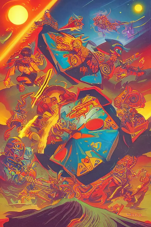 Image similar to atari fantasy box cover design, art by warren chang