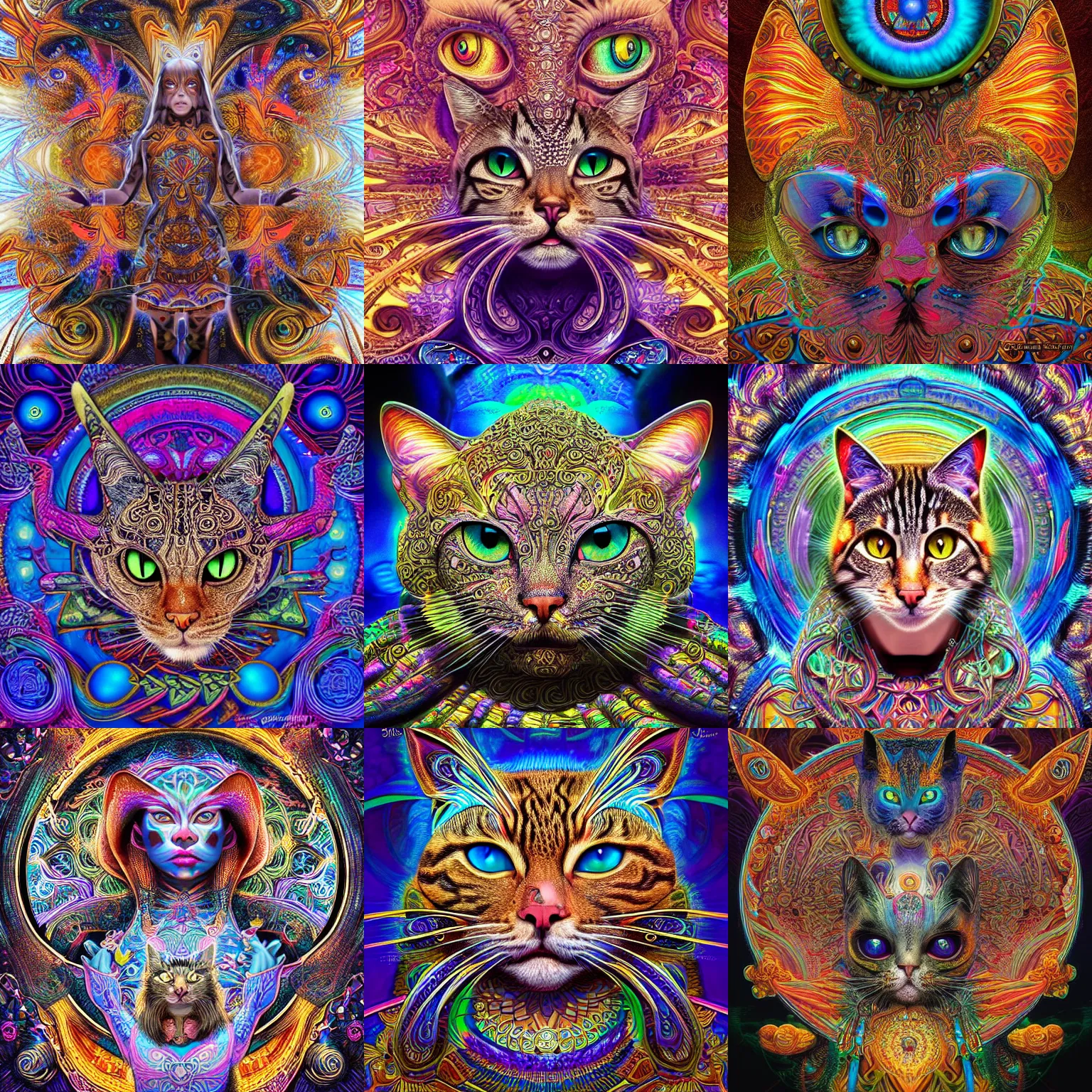 a intricate ornate psychedelic image of a cat shaman, | Stable ...