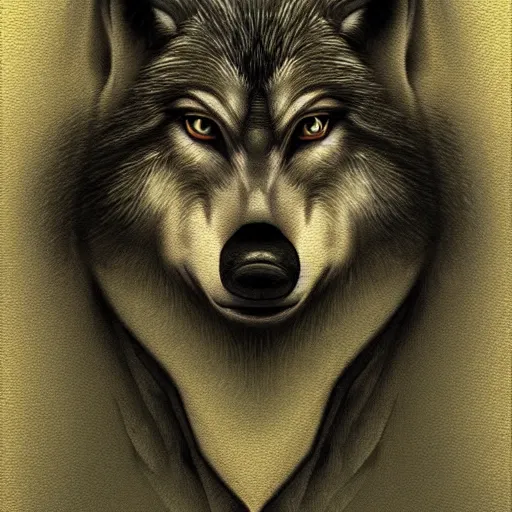 Prompt: Wolf as a painter, artwork by Antón Semenov,