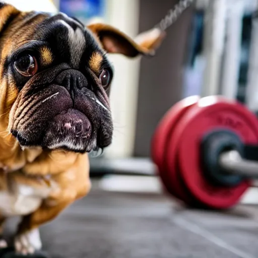 Image similar to a dog lifting weight