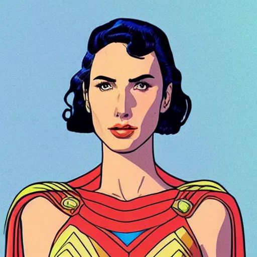 Prompt: “ gal gadot retro minimalist portrait by jean giraud, moebius starwatcher comic, 8 k ”