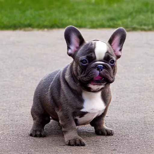 Prompt: brown french bulldog puppy going to school, high detail, happy,