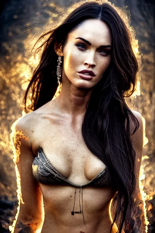 Prompt: Majestic and regal portrait of Megan fox made of smoke and fire!!, intricate, epic, elegant, menacing, fantasy, highly detailed, digital painting, hard focus, beautiful volumetric lighting, epic light, ultra detailed, souls, smoke, by Leesha Hannigan, Ross Tran, Thierry Doizon, Kai Carpenter, Ignacio Fernández Ríos