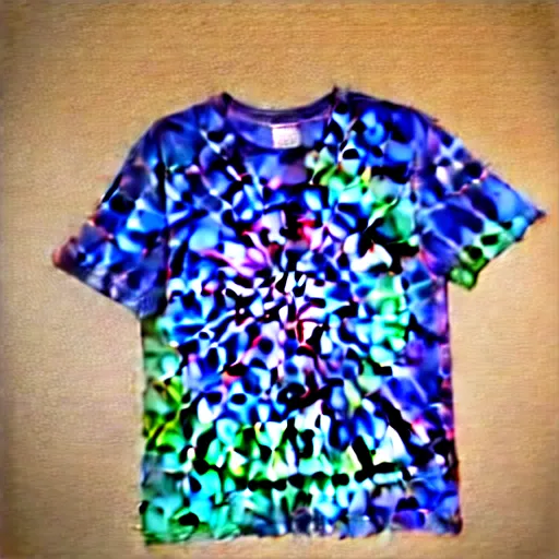 Image similar to A tie-dyed t-shirt with a Kirkland logo