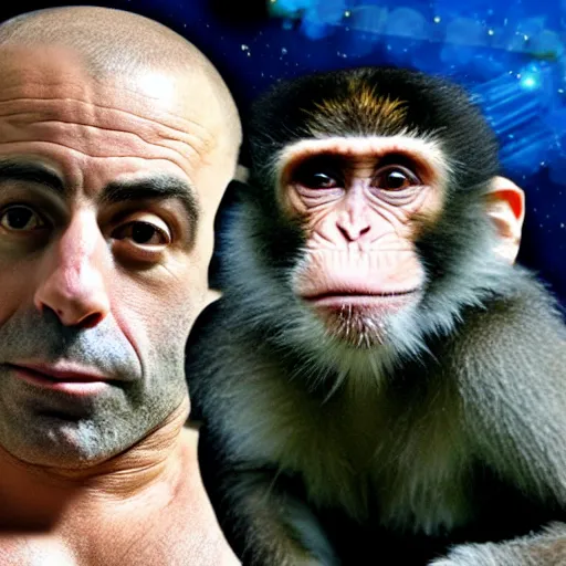 Prompt: joe rogan as a monkey smoking dmt