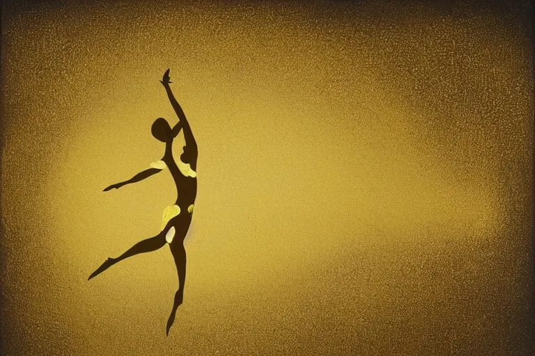 Prompt: beautiful serene gymnastics, healing through motion, life, minimalistic golden and ink airbrush painting on white background