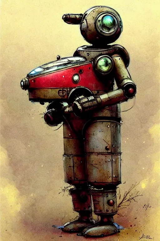 Image similar to adventurer ( ( ( ( ( 1 9 5 0 s retro future robot android robot mouse wagon. muted colors. ) ) ) ) ) by jean baptiste monge!!!!!!!!!!!!!!!!!!!!!!!!! chrome red