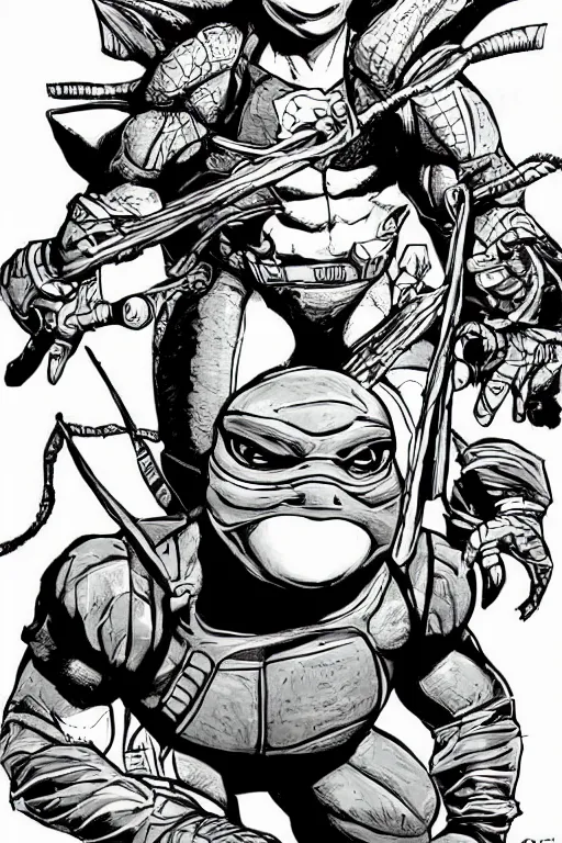 Image similar to prince rodgers nelson a a teenage mutant ninja turtle, full body, pen an ink, comic books style, very detailed, by eric talbot, artstation, pinterest