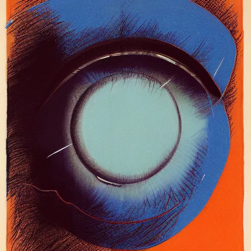 Image similar to tired by andy warhol, by edwin henry landseer warm blue, costume. a illustration of a large eye that is looking directly at the viewer. the eye is composed of a myriad of colors & patterns, & it is surrounded by smaller eyes.