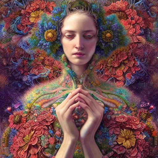 Image similar to hyper detailed masterpiece, floral pattern, jean giraud, digital art painting, matte painting, beautiful, psychedelic, artgerm, donato giancola, tom bagshaw