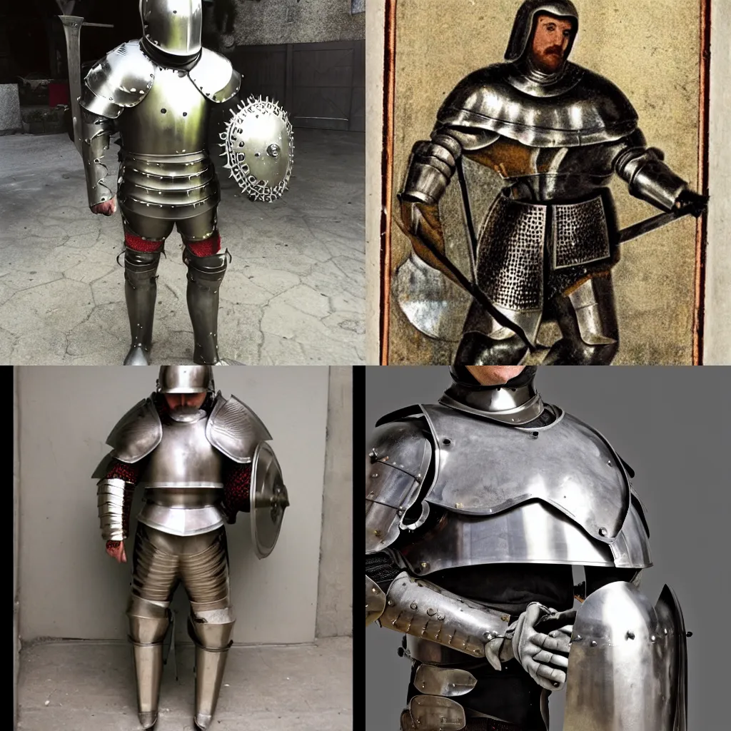 Prompt: man in 15 century crusader armor