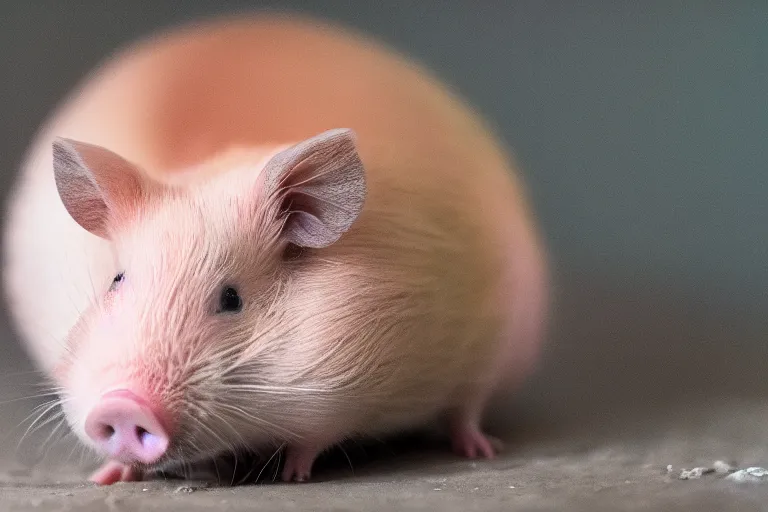 Image similar to a pig hamster!!! hybrid! hyper realistic!! realistic lighting!! wildlife photographer of the year!!! bold natural colors, national geographic, hd, wide angle, 8 k