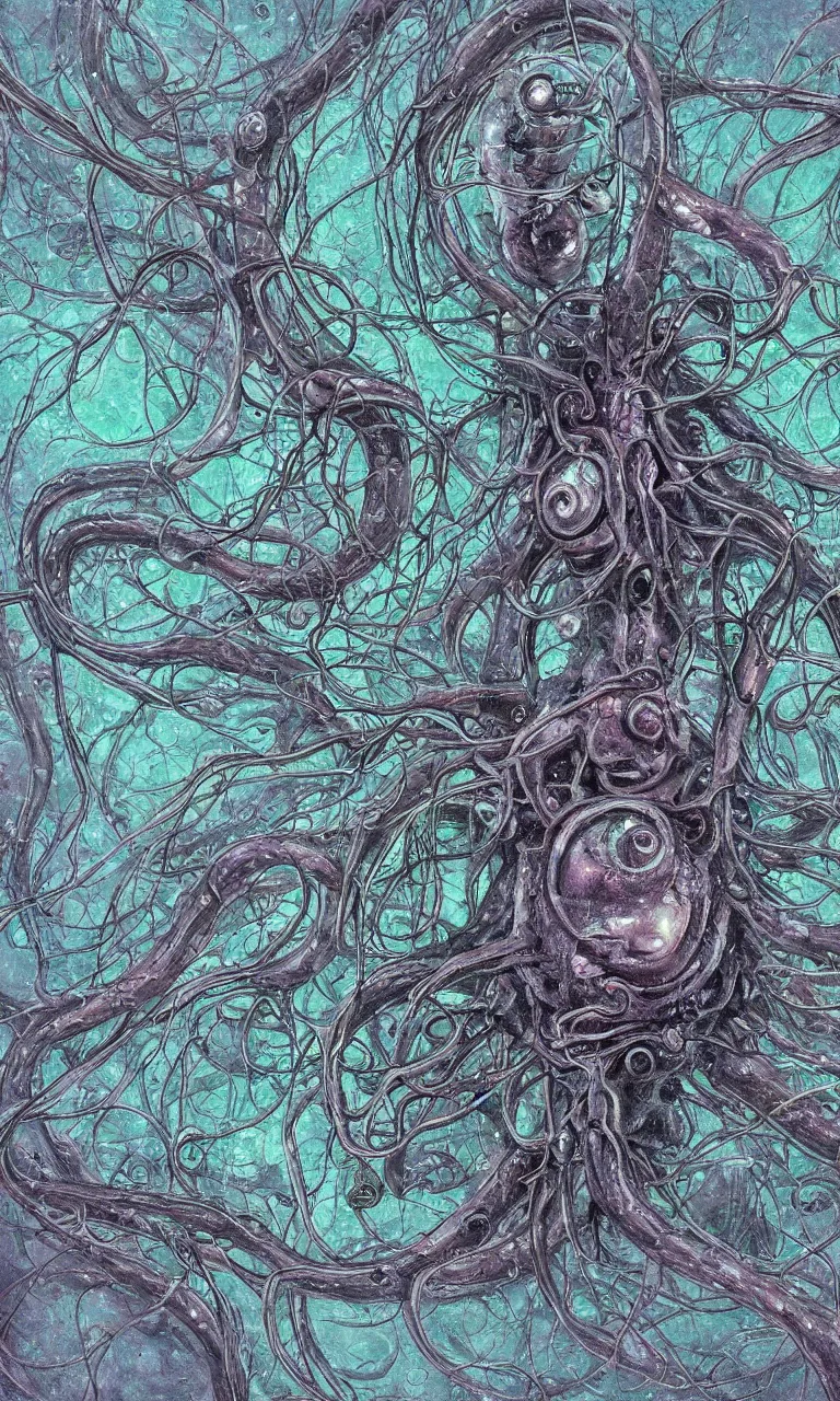 Image similar to internal heart lymphocyte virion rawandrendered synaptic transmission embryonic baleful beholder neural shoggoth by kumpan alexandr, iridescent # imaginativerealism