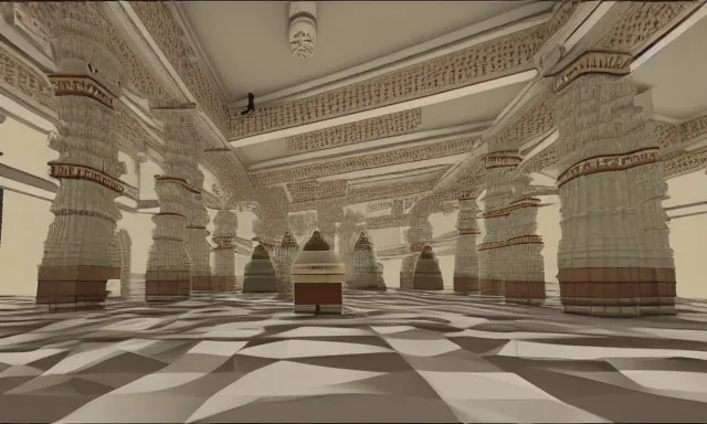 Image similar to 3d lowpoly hindu temple mosque interior, quake level