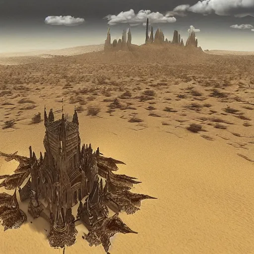 Image similar to “tower in desert, epic fantasy, highly detailed, panoramic, atmospheric, intricate, highly defined”