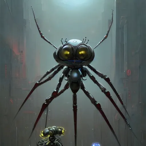 Image similar to character concept art of a multi - legged spider robot, depth of field background, artstation, award - winning realistic sci - fi concept art by jim burns and greg rutkowski, beksinski, a concept art masterpiece, pastel color palette, james gilleard, bruegel, alphonse mucha, and yoshitaka amano.