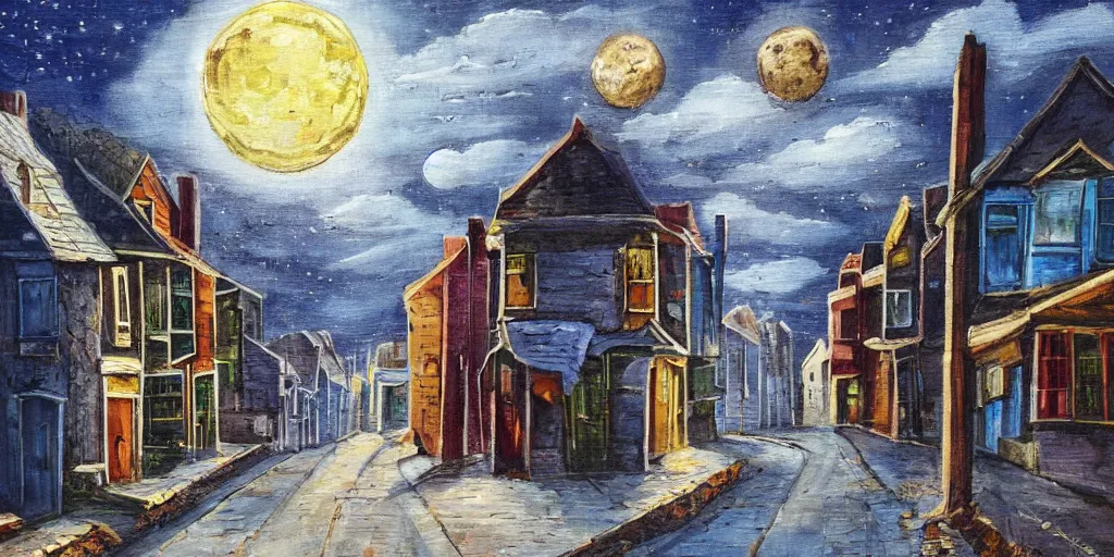 Image similar to a street with houses on the moon