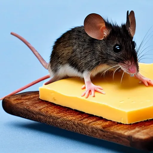 Image similar to mouse escaping on a raft made of cheese