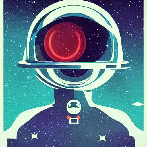 “retro sci-fi poster 1950’s astronaut in a futuristic | Stable ...