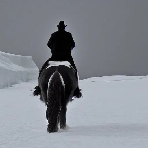 Image similar to horse, clydesdale horse, the penguin bird is riding on the horse's back