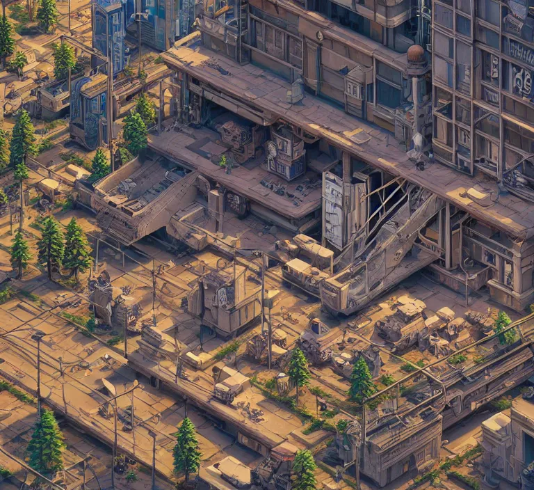 Image similar to hyperrealism photography hyperrealism concept art of highly detailed beavers builders that building highly detailed futuristic ( cyberpunk ) city by wes anderson and hasui kawase and scott listfield sci - fi style hyperrealism rendered in blender and octane render volumetric natural light