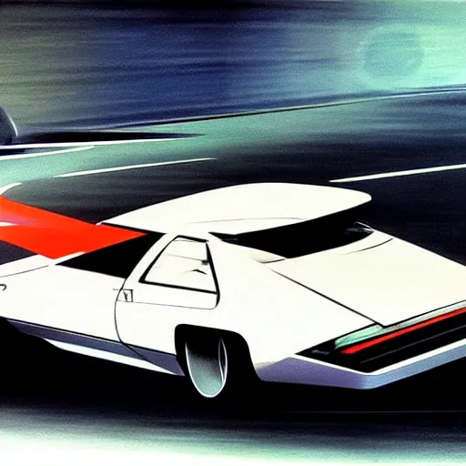 Image similar to concept art for a car that kills the driver, painted by syd mead, high quality