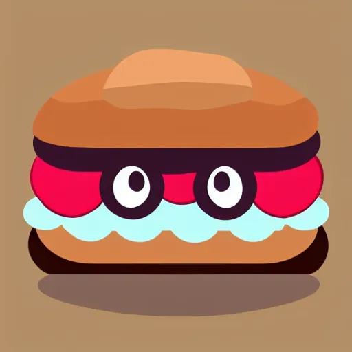 Prompt: lovely hamburger with cute eyes, smiling face, modern flat design style illustration with line elements