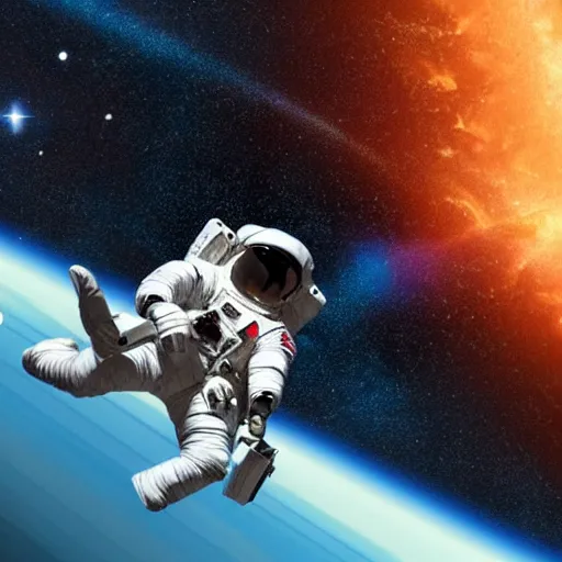 Prompt: astronaut falling into a interstellar black hole