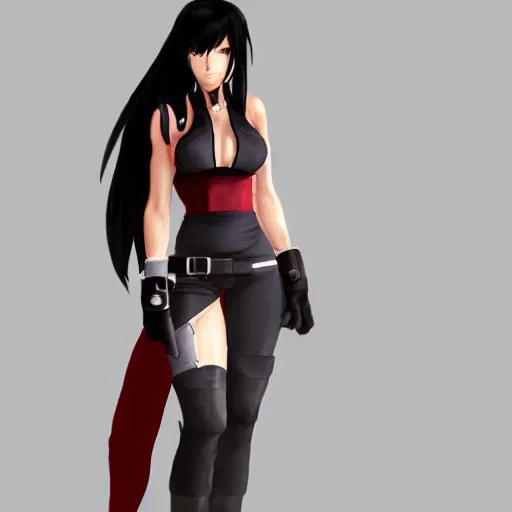 Image similar to full body concept of tifa lockhart, trending on artstation