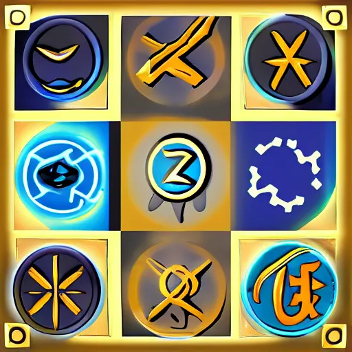 Prompt: zodiac symbols game icon balance