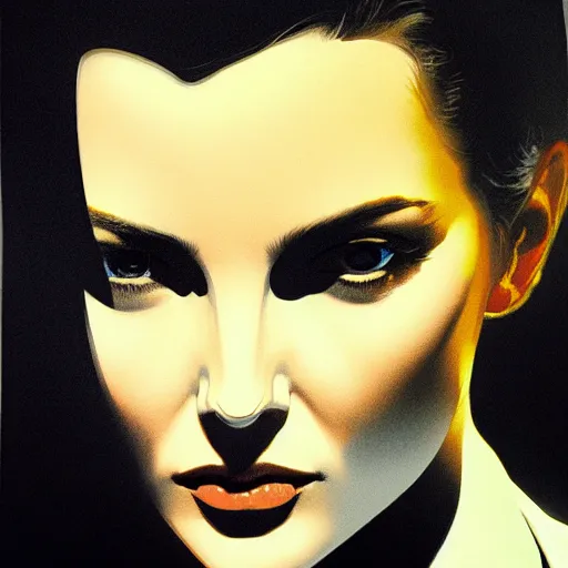 Image similar to portrait soft light, by frank mccarthy and killian eng, inspired by james bond, screen print and airbrush, fine, highly sharp detail