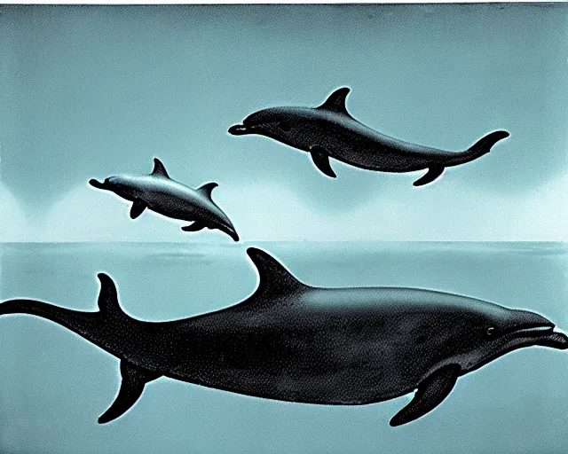 Prompt: dolphin hologram, designed by yves tanguy