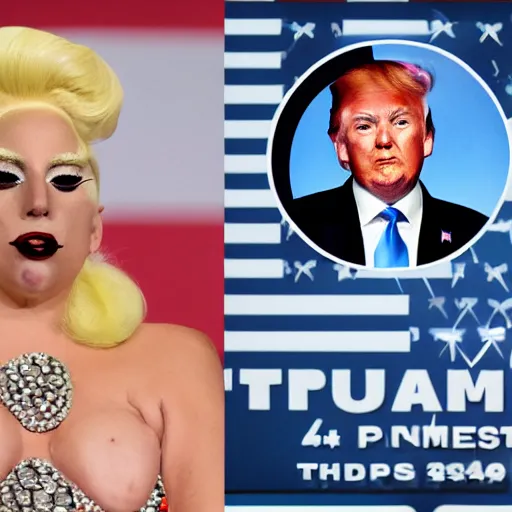 Image similar to donald trump as lady gaga. photograph. 4 k