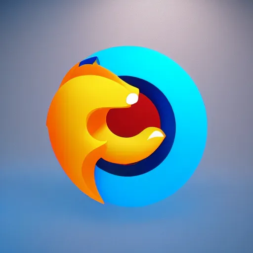 Image similar to circular token, video game power-up, called Increase Rate of Fire, similar to Mozilla Firefox logo, similar to Blender logo, octane render, 4K