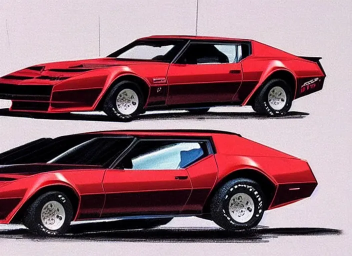 Prompt: kitt 1 9 8 2 pontiac trans am. style star wars, retro, retro futurist. concept art by ralph mcquarrie