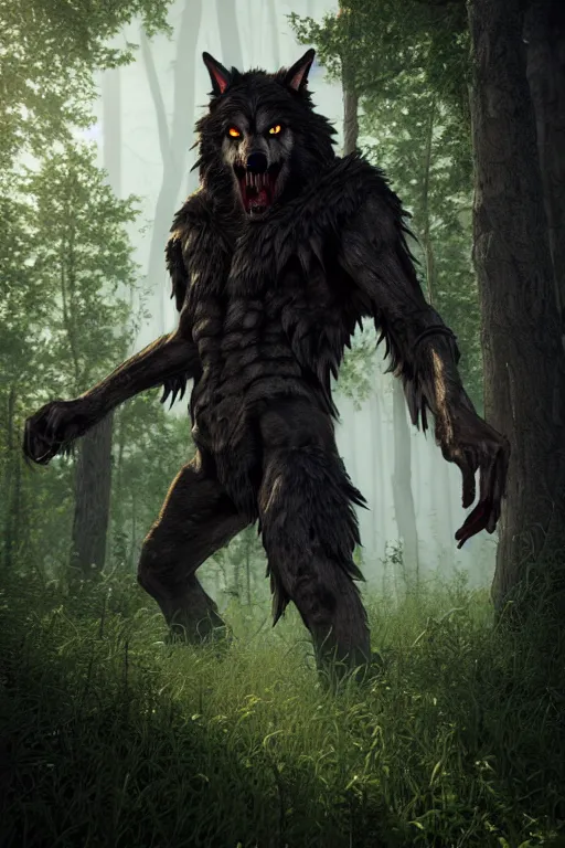 Image similar to werewolf from van helsing unreal engine hyperreallistic render 8k character concept art forest masterpiece