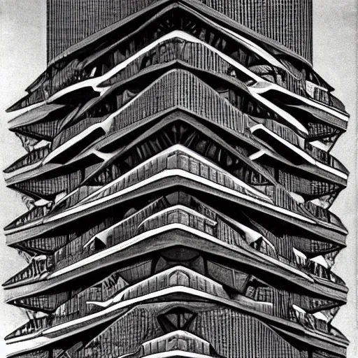 Image similar to nightmarish colossal unreal architecture designed by m c escher