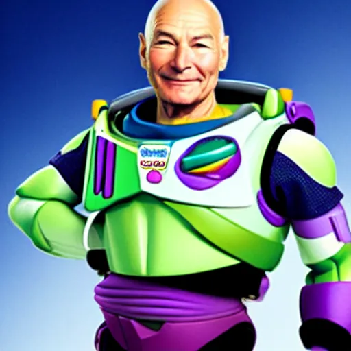 Image similar to patrick stewart as the real buzz lightyear