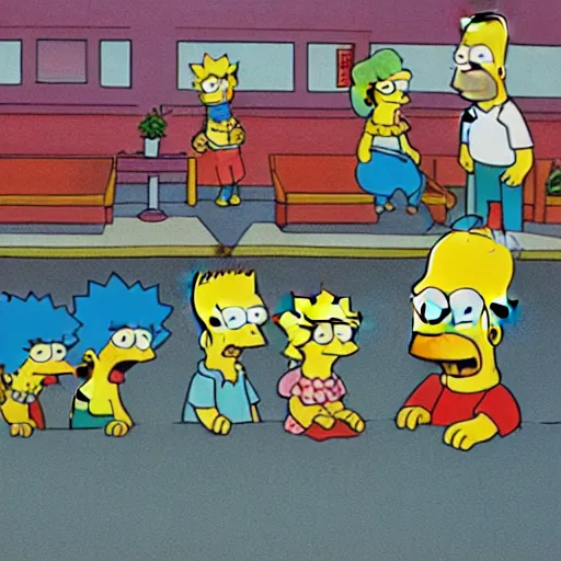 Image similar to photograph of the simpsons, 5 0 mm color photography