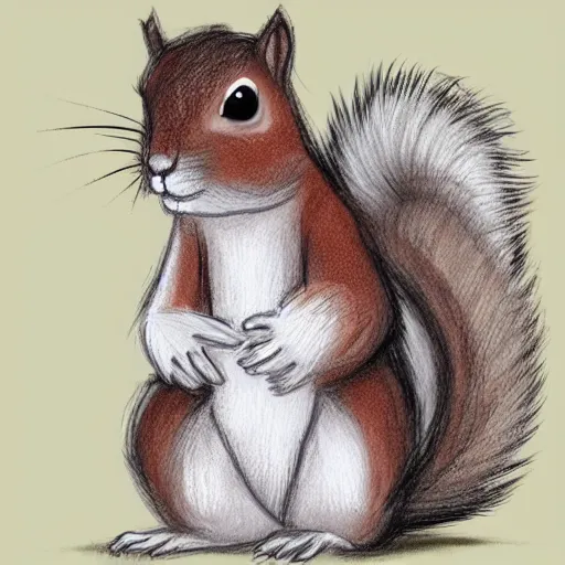 Image similar to a cute squirrel whit fluffy fur drawn concept art