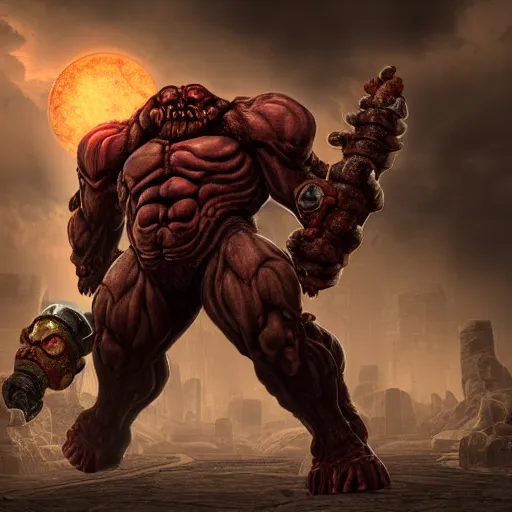 Prompt: mancubus from doom eternal, photography