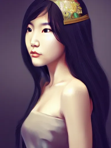 Image similar to asian girl, portrait, digital painting, elegant, beautiful, highly detailed, artstation, concept art