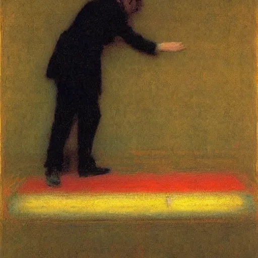 Image similar to A digital art. A rip in spacetime. Did this device in his hand open a portal to another dimension or reality?! by Eastman Johnson, by Mark Rothko lifelike