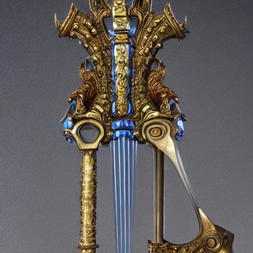 Prompt: ornate bismuth longsword