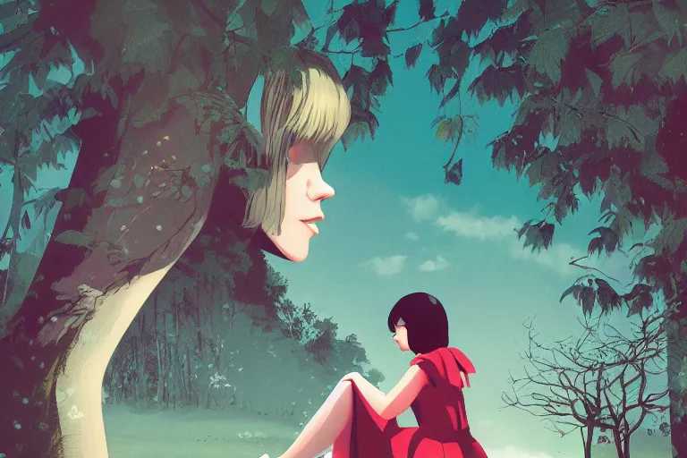 Image similar to wonderland by lewis carroll, digital illustration by ilya kuvshinov