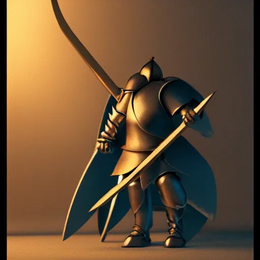 Image similar to knight holding a halberd, photorealistic, warm lighting, epic