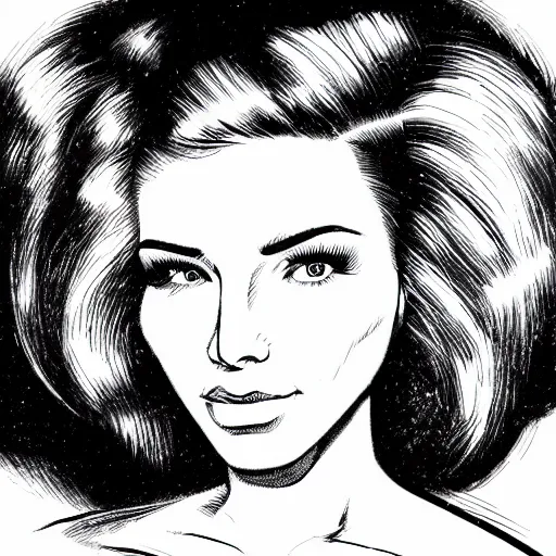 Prompt: portrait of a woman with short white hair, medium shot, illustration, highly detailed, high quality, by jack kirby